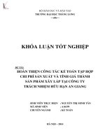 Luận văn hoàn thiện công tác kế toán tập hợp chi phí sản xuất và tính giá thành sản phẩm xây lắp tại công ty trách nhiệm hữu hạn an giang 