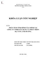 Luận văn phân tích tình hình tài chính tại công ty TNHH xây dựng và phát triển hạ tầng ánh dương 