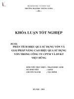 Luận văn phân tích hiệu quả sử dụng vốn và giải pháp nâng cao hiệu quả sử dụng vốn trong công ty CPTM và DVKT việt dũng 