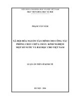 Xã hội hóa nguồn tài chính cho công tác phòng cháy chữa cháy kinh nghiệm một số nước và bài học cho việt nam