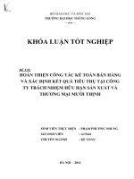 Luận văn hoàn thiện công tác kế toán bán hàng và xác định kết quả tiêu thụ tại công ty trách nhiệm hữu hạn sản xuất và thương mại mười thịnh 