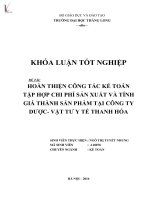 Luận văn hoàn thiện công tác kế toán tập hợp chi phí sản xuất và tính giá thành sản phẩm tại công ty dược vật tư y tế thanh hóa 