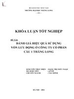 Luận văn đánh giá hiệu quả sử dụng vốn lưu động ở công ty cổ phần cầu 1 thăng long 