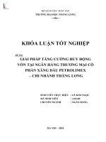 Luận văn giải pháp tăng cường huy động vốn tại ngân hàng thương mại cổ phần xăng dầu PETROLIMEX chi nhánh thăng long 