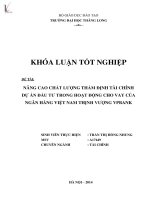 Luận văn nâng cao chất lượng thẩm định tài chính dự án đầu tư trong hoạt động cho vay của ngân hàng việt nam thịnh vượng VPbank 