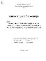 Luận văn hoàn thiện công tác phân tích tài chính tại công ty cổ phần thương mại và xuất nhập khẩu tân trường thành 