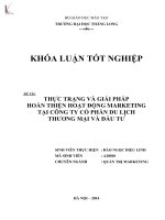 Luận văn thực trạng và giải pháp hoàn thiện hoạt động marketing tại công ty cổ phần di lịch thương mại và đầu tư 