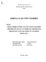 Luận văn hoàn thiện công tác kế toán tập hợp chi phí sản xuất và tính giá thành sản phẩm xây lắp tại công ty cổ phần sông đà 2 
