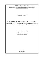 Xác định nguồn và thành phần tài liệu nộp lưu vào lưu trữ đại học thái nguyên 