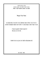 Xã hội hóa nguồn tài chính cho công tác phòng cháy chữa cháy kinh nghiệm một số nước và bài học cho việt nam (TT)