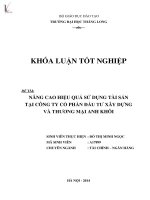 Luận văn nâng cao hiệu quả sử dụng tài sản tại công ty cổ phần đầu tư xây dựng và thương mại anh khôi 
