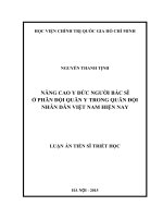 NÂNG CAO Y ĐỨC NGƯỜI BÁC SĨ Ở PHÂN ĐỘI QUÂN Y TRONG QUÂN ĐỘI NHÂN DÂN VIỆT NAM HIỆN NAY