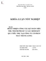 Luận văn hoàn thiện công tác kế toán tiêu thụ thành phẩm và xác định kết quả tiêu thụ tại công ty cổ phần may thăng long 