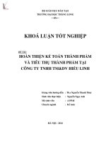 Luận văn hoàn thiện kế toán thành phẩm và tiêu thụ thành phẩm tại công ty TNHH thương mại và dịch vụ hiếu linh 