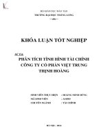 Luận văn phân tích tình hình tài chính công ty cổ phần việt trung thịnh hoàng 