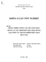 Luận văn hoàn thiện công tác kế toán bán hàng và xác định kết quả bán hàng tại công ty trách nhiệm hữu hạn duy tân 