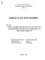 Luận văn nâng cao hiệu quả quản lý và sử dụng tài sản ngắn hạn tại công ty cổ phần đầu tư phát triển thiên ấn 