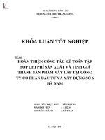 Luận văn hoàn thiện công tác kế toán tập hợp chi phí sản xuất và tính giá thành sản phẩm xây lắp tại công ty cổ phần đầu tư và xây dựng số 6 hà nam 
