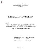 Luận văn nâng cao hiệu quả quản lý và sử dụng vốn lưu động tại công ty TNHH thương mại và xây dựng duy sơn 