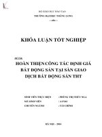 Luận văn hoàn thiện công tác định giá bất động sản tại sàn giao dịch bất động sản THT 