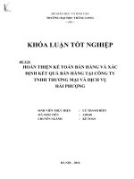 Luận văn hoàn thiện kế toán bán hàng và xác định kết quả bán hàng tại công ty thương mại và dịch vụ hải phượng 