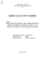 Luận văn phân tích tài chínhvà mọt số biện pháp cải thiện tình hình tài chính tại công ty cổ phần tư vấn đầu tư xây dựng quang minh 