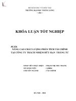 Luận văn nâng cao chất lượng phân tích tài chính tại công ty TNHH tháng tư 