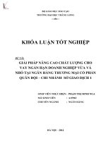 Luận văn giải pháp nâng cao chất lượng cho vay ngắn hạn doanh nghiệp vừa và nhỏ tại ngân hàng thương mại cổ phần quân đội chi nhánh sở giao dịch 1 