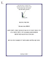 Luận văn kiến thức, thực hành về quản lý chất thải y tế của nhân viên y tế tại khoa khám bệnh bệnh viện Bạch Mai