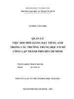 Quản lý việc đổi mới giảng dạy tiếng Anh trong các trường Trung học cơ sở công lập Thành phố Hồ Chí Minh