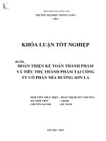 Luận văn hoàn thiện kế toán thành phẩm và tiêu thụ thành phẩm tại công ty cổ phần mía đường sơn la 