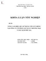Luận văn nâng cao hiệu quả sử dụng vốn lưu động tại công ty cổ phần sản xuất thương mại và du lịch phú gia 
