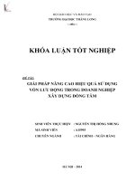 Luận văn giải pháp nâng cao hiệu quả sử dụng vốn lưu động trong doanh nghiệp xây dựng tư nhân đồng tâm 