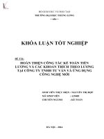 Luận văn hoàn thiện công tác kế toán tiền lương và các khoản trích theo lương tại công ty TNHH tư vấn và ứng dụng công nghệ mới 