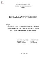 Luận văn nâng cao chất lượng hoạt động cho vay tại ngân hàng thương mại cổ phần đầu tư và phát triển việt nam chi nhánh thái nguyên 