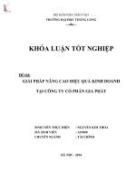Luận văn giải pháp nâng cao hiệu quả kinh doanh tại công ty cổ phần gia phát 