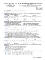 Đáp án   đề thi chính thức THPT quốc gia môn vật lý năm 2016