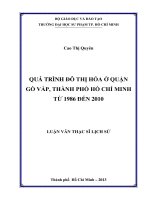 QUÁ TRÌNH ĐÔ THỊ HÓA Ở QUẬN GÒ VẤP, THÀNH PHỐ HỒ CHÍ MINH TỪ 1986 ĐẾN 2010
