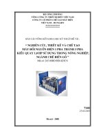 Nghiên cứu, thiết kế và chế tạo  máy đổi nguồn điện 1 pha thành 3 pha  kiểu quay 1,0 HP sử dụng trong nông nghiệp, ngành chế biến gỗ 