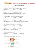 Bài tập tiếng anh lớp 6 thí điểm unit 3  my friends