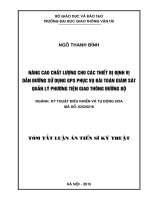 NÂNG CAO CHấT LƯợNG CHO CáC THIếT Bị ĐịNH Vị DẫN ĐƯờNG Sử DụNG GPS PHụC Vụ BàI TOáN GIáM SáT QUảN Lý PHƯƠNG TIệN GIAO THÔNG ĐƯờNG Bộ