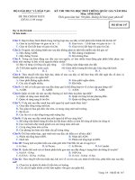 Đáp án   đề thi chính thức THPT quốc gia môn sinh học năm 2016