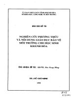 Nghiên cứu phương thức và nội dung bảo vệ môi trường cho học sinh khánh hòa 