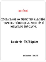 CÔNG TÁC BẢO VỆ MÔI TRƯỜNG TRÊN ĐỊA BÀN TỈNH THANH HÓA  THỜI GIAN QUA VÀ NHỮNG VẤN ĐỀ ĐẶT RA TRONG THỜI GIAN TỚI.