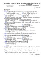 Đề thi Sinh học THPT quốc gia 2016