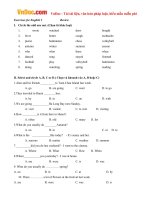 Bài tập hè môn tiếng anh lớp 5 lên lớp 6