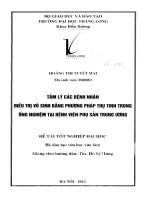 Đồ án tốt nghiệp đại học tâm lý các bệnh nhân điều trị vô sinh bằng phương pháp thụ tinh trong ống nghiệm tại bệnh viện phụ sản trung ương 