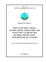 PHÂN TÍCH THỰC TRẠNG kê đơn THUỐC TRONG điều TRỊ NGOẠI TRÚ tại BỆNH VIỆN đa KHOA PHƯỚC LONG TỈNH BÌNH PHƯỚC năm 2014