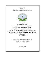 PHÂN TÍCH HOẠT ĐỘNG CUNG ỨNG THUỐC tại BỆNH VIỆN RĂNG hàm mặt TP hồ CHÍ MINH năm 2014