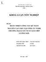 Luận văn hoàn thiện công tác kế toán nguyên vật liệu tại công ty TNHH thương mại và sản xuất giày dép lương sơn
